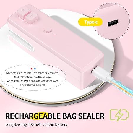 3 in 1 Mini Bag Sealer Heat Seal with Cutter & Magnet, Rechargeable