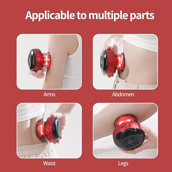 مجموعة العلاج بالحجامة الذكية 4 في 1 جهاز تدليك كهربائي قابل لإعادة الشحن | مزيل السيلوليت، غوا شا، التدفئة وتسكين الآلام