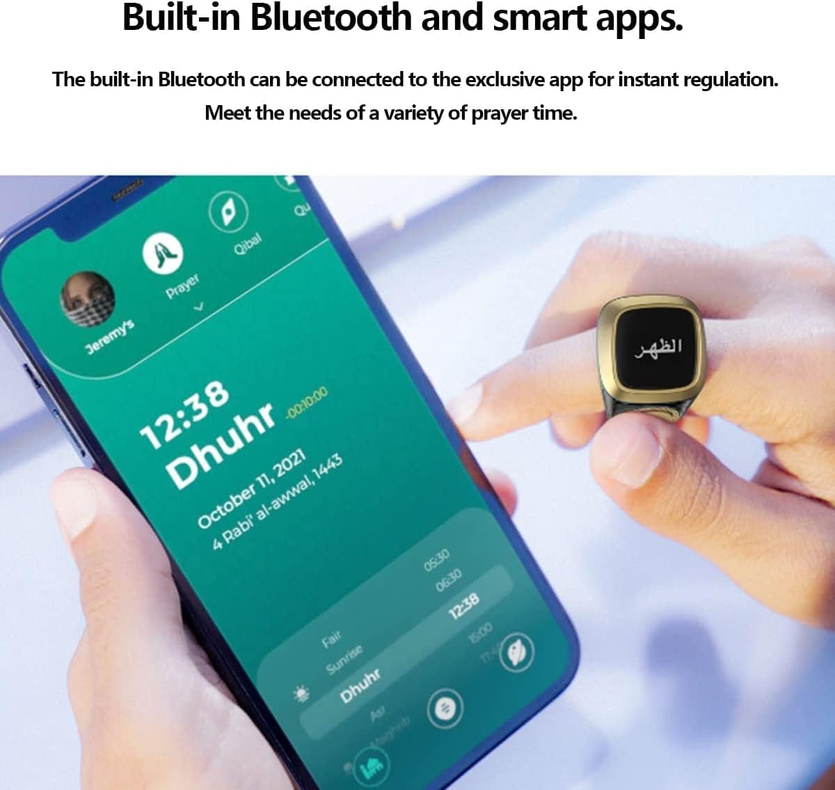 خاتم التسبيح الذكي - صلاة المسلم - تذكير بأوقات الصلاة - شاشة OLED